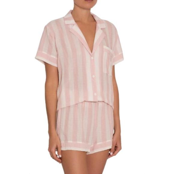 EBERJEY Other - NEW EBERJEY umbrella stripe woven shorty pajamas set in pink/ivory